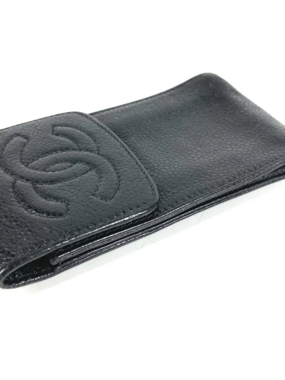 Chanel Cigarette Case CC Logo Caviar Leather Black